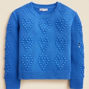 J. Crew Crewcuts Girls Blue Heart Pattern Sweater XL NWT